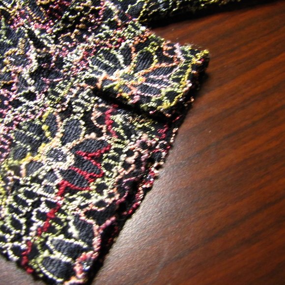 Chico's Metallic Multi-color Embroidered Stretch Mesh Blouse Size 0 Black - Picture 7 of 15